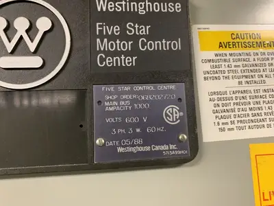 Five Star Double-Sided Motor Control Center (MCC), 600V Max., 1000A, 22 Buckets