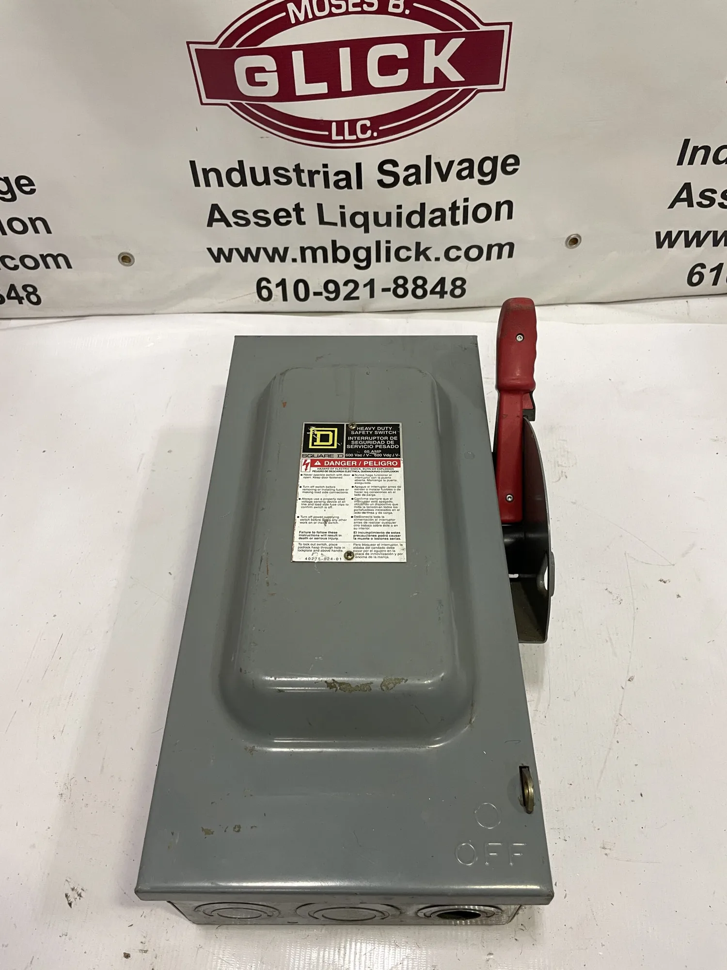 Square D HU362 60A 3 Pole Non-Fusible Safety Disconnect Switch 600V