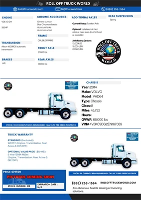 Used 2014 VOLVO VHD64B200 Cab Chassis trucks Texas US | Roll Off Truck World #1491961