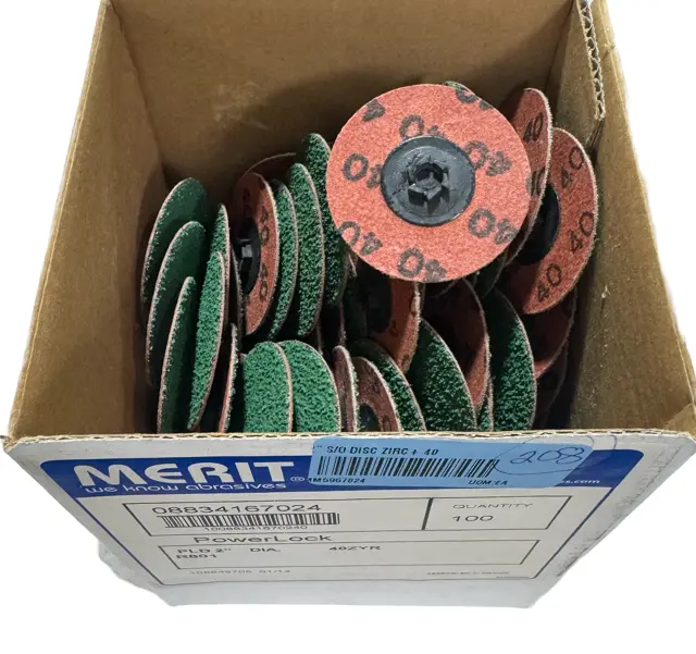 Merit 2" Quick Change Sanding Disc Type TP/I 40 Grit Zriconia Alumina 100 Pack