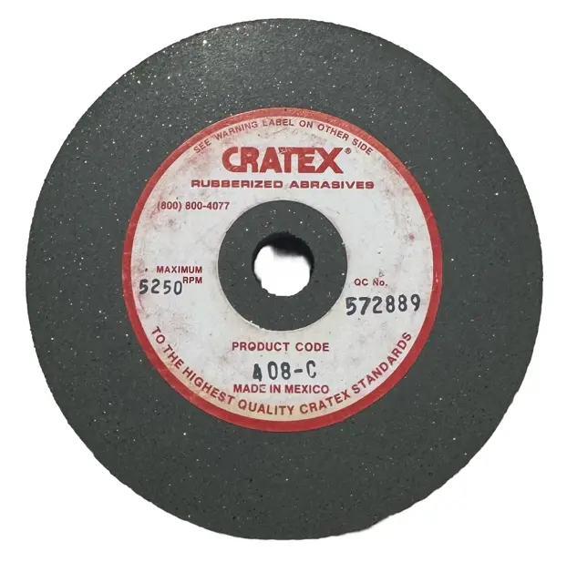 Cratex 4" x 1/2" x 1/2" Resin Bonded Rubber Wheel (Coarse Grit)