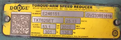 NEW DODGE TXT625ET TORQUE ARM SPEED REDUCER 25.13:1 E246151