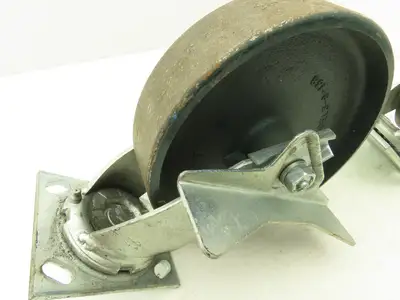 Colson 5-8-138 Caster Wheel Swivel 8" x 2" w/Lock Cast Iron 9-1/2" H Lot of 2