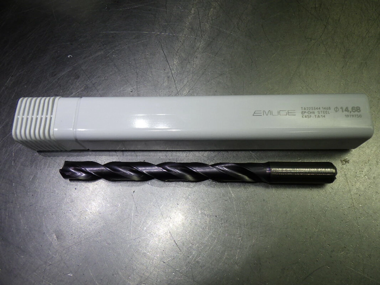 Emuge 37/64" Coolant Thru 8xD Carbide Drill 16mm Shank TA223344.1468 (LOC1787)