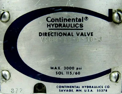 USED CONTINENTAL HYDRAULICS VS8M-3G-A-10-J SOLENOID VALVE VS8M3GA10J