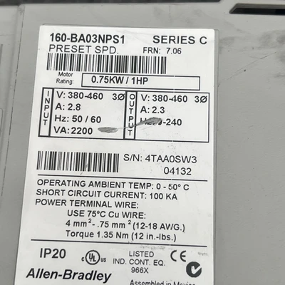 Used Allen-Bradley 160-BA03NPS1 Variable Speed Drives California US | Davliegogo LLC #1706999