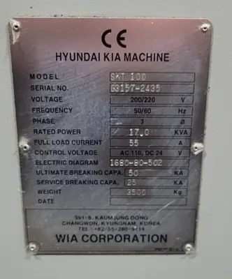 Used 2008 HYUNDAI KIA SKT100 CNC Lathes Kentucky US | Aucto #686509