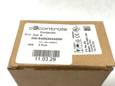 USED C3CONTROLS CONTACTOR 120V COIL, 40A 3-POLE
