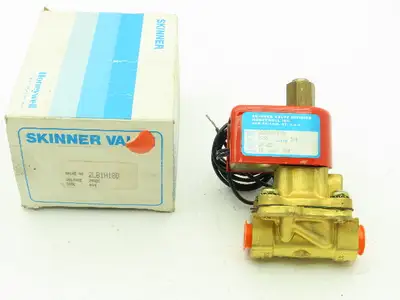 Skinner Lancer 2LB1H180 Brass Solenoid Valve 2-Way NO 24VDC 50 PSI 3/8" NPT