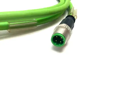 USED BECKHOFF DOUBLE ENDED ETHERCAT CABLE M12 4-PIN 2M LENGTH