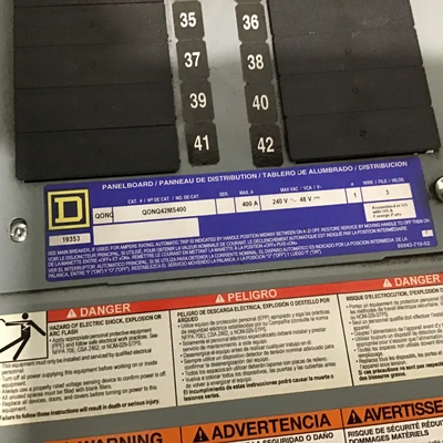 Square D QON42MS400 Panelboard 400A 240VAC Max 3Wire