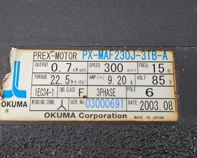 OKUMA PX-MAF230J-3TB-A Servo Motors | Great American Equipment Company (5)