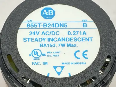 855T-B24DN5 | Allen Bradley  Ser B 70mm Amber Stack Light w/ 855T-L24LF Bulb - Used