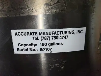 Accurate Manufacturing 150 gal stainless steel tank