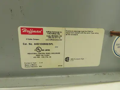 Hoffman AHE10X8X6/SPL Electrical Enclosure 10x8x6" Wall Mount Panel Nema 12