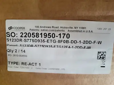 NEW COOPER LIGHTING S123DR-S775D935-ETG-8F0B-DD-1-2DD-F-W