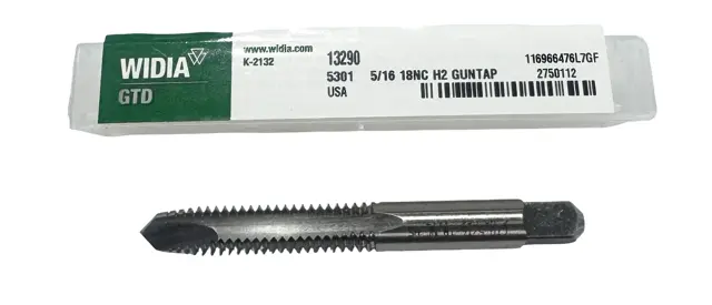 Widia 5/16"-18 NC HSS Spiral Point Gun Tap 2 Flute H2 USA Made