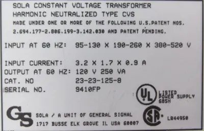 NEW SOLA 23-23-1258 TRANSFORMER 23231258