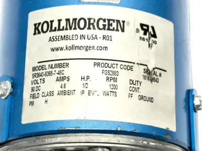 Used Kollmorgen Permanent Magnet DC Motor 1200RPM 1/2HP D.C. Motors Michigan US | Maverick Industrial Sales #1397533