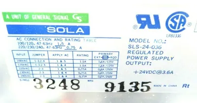 NEW SOLA SLS-24-036 POWER SUPPLY 100/240VAC SLS24036