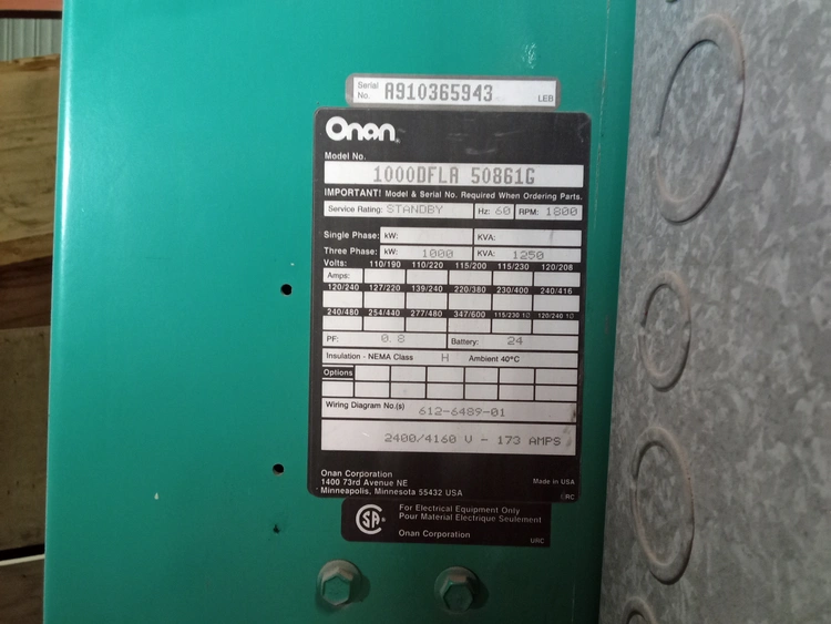 Used ONAN _UNKNOWN_ Synchronous Alternators Texas US | Apollo Electric #1514365