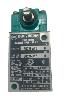 ALLEN BRADLEY 802M-AY5 LIMIT SWITCH SER.B 802MAY5 NEW , SURPLUS