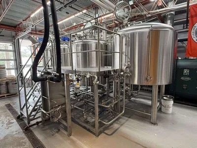 Deutsche 15 BBL 3-Vessel Steam Jacketed Brewhouse with BK, MT, WP, Heat Exchanger, Mash Pump & More!