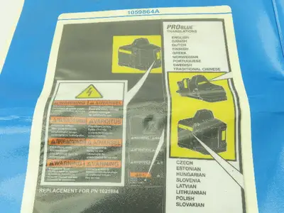 Nordson 1059864A Warning Decal Problue Kit For Melters Not Complete