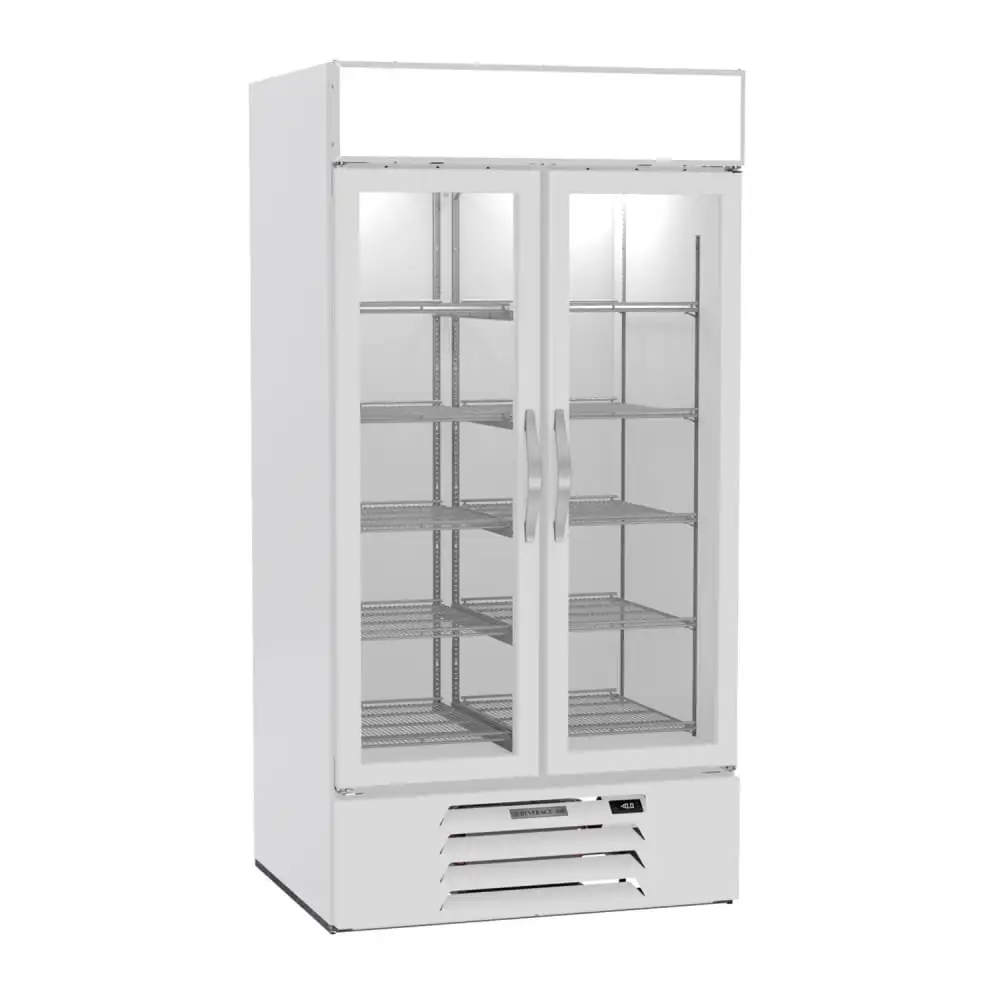Beverage-Air MMF35HC-1-W 39 1/2" Two Section Display Freezer W/ Swing Doors - Bottom Mount Compressor, White, 115v
