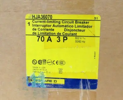NEW SQUARE D HJA36070 CIRCUIT BREAKER 3 POLE 70A