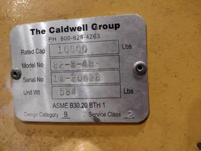 10,000 LB X 48" CALDWELL MODEL #82-5-48 C HOOK COIL LIFTER: STOCK #18875