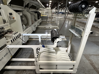 Stefani Evolution SSB Double-Sided Edgebander w/ Mahros Automatic Vacuum Loading & Unloading