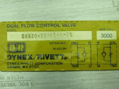 Dynex Rivett S8620-02-AB-V-20 Dual Flow Hydraulic Control Sandwich Valve