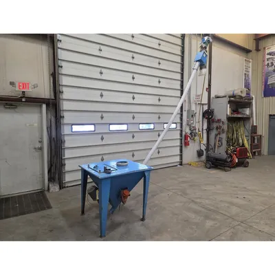 Used Taylor Products 2" Dia. Flex Auger Screw Conveyor w/ Loading Hopper