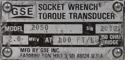 USED GSE 2050 SOCKET WRENCH TORQUE TRANSDUCER