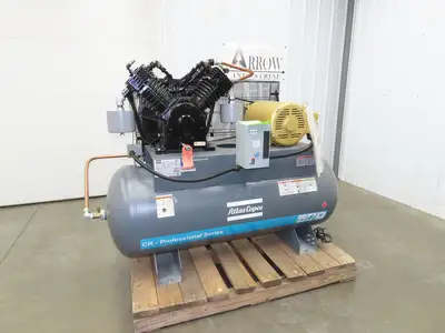 Atlas Copco CR15 Reciprocating Duplex Air Compressor 51CFM 15HP 460V 3Ph 120 Gal