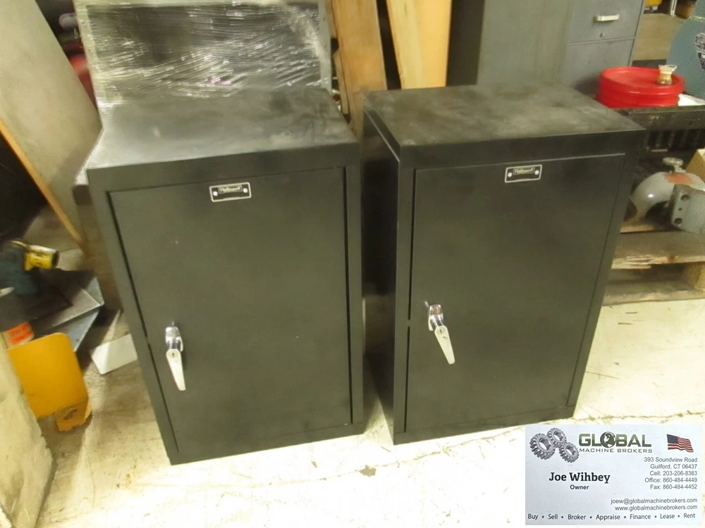 Hallowell Small Counter 16" x 12" x 26" Black Metal Cabinet, 2 Sections, 2 Available