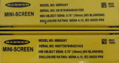 NEW BANNER MSR424Y RECEIVER SAFETY LIGHT CURTAIN MINI SCREEN SET MSE424Y EMITTER