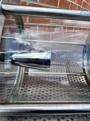 USED L.J STAR CORP. B0870 GLASS SAMPLING COLUMN 7.5 L W/ 2" OD SANITARY FITTING PORT