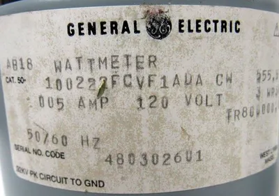 USED GENERAL ELECTRIC 50-100222FCVF1ADA-CW WATTMETER 50100222FCVF1ADACW AB18