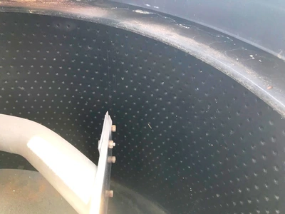 Tolhurst 40 x 24 Batch-Master perforate basket centrifuge, rubber-lined.