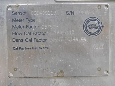 Micro Motion DS040S113 Mass Flow Sensor 1/2" 150# 05759 Meter Factor Used