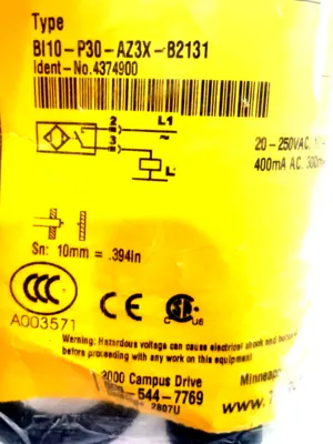NEW TURCK BI10-P30-AZ3X-B2131 INDUCTIVE SENSOR 4374900 BI10P30AZ3XB2131