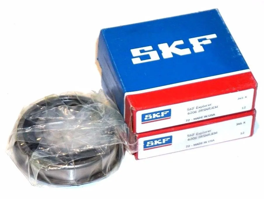 2 NEW SKF 6206-2RSNRJEM SINGLE ROW BALL BEARINGS 62062RSNRJEM