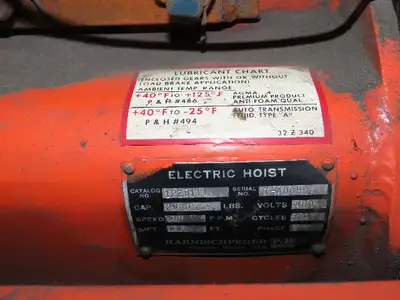 Cleveland Tramrail P&H 1 Ton Single Girder Underhung Bridge Crane 45' 10" Span