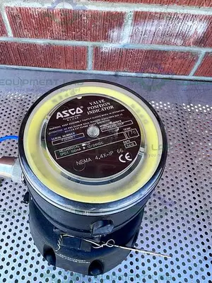 USED ITT PURE-FLO A216 DIAPHRAGM STAINLESS STEEL VALVE 2" W/ ASCO VALVE POSITIONER