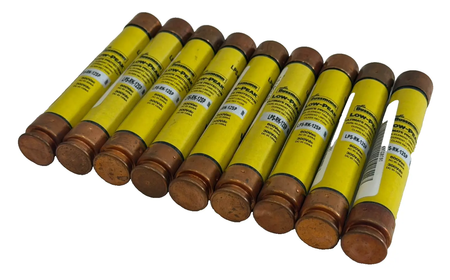 NEW LOT OF 9 BUSSMANN LPS-RK-12SP LOW PEAK FUSE LPSRK12SP