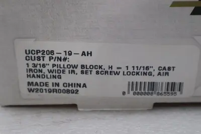 LOT OF 2 - Peer UCP206-19-AH 1 3/16" Pillow Block Cast Iron STOCK 815D