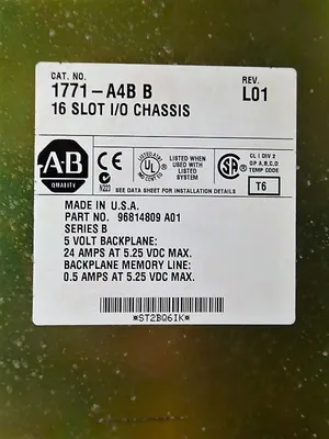 Allen Bradley 1771-A4B/B PLC-5 16 Slot I/O Chassis Module Rev. L01 Used