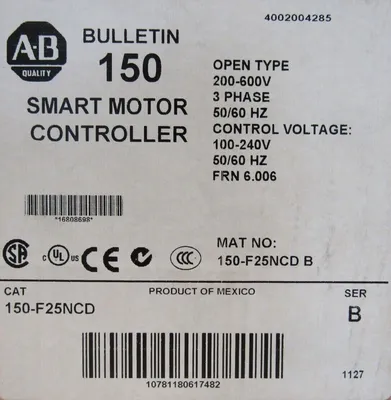 NEW ALLEN BRADLEY 150-F25NCD SMART MOTOR CONTROLLER SER.B 150F25NCD